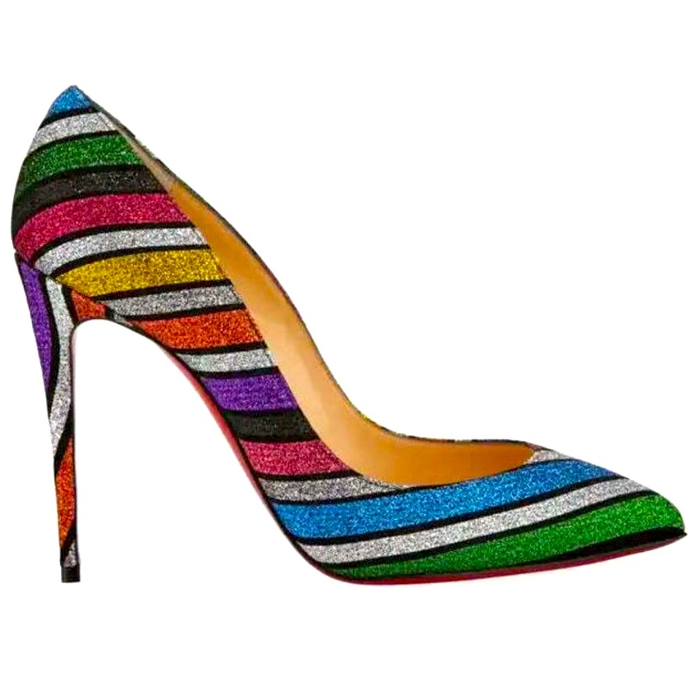 Worn Twice Christian Louboutin Pigalle Follies 100 Rainbow Glitter 36